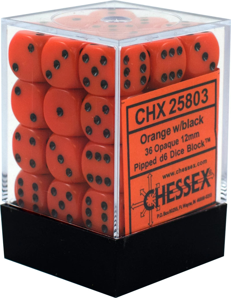 Chessex: 36ct Dice Block - Opaque (Orange/Black)