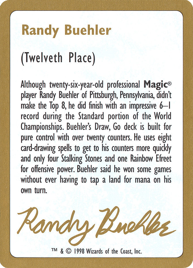 Randy Buehler Bio [World Championship Decks 1998]