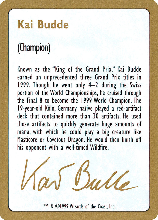 Kai Budde Bio [World Championship Decks 1999]