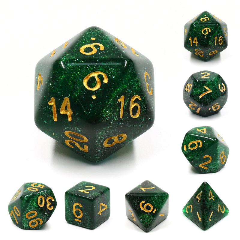 A&H Dice: Galaxy - Green - Poly 7 Die Set