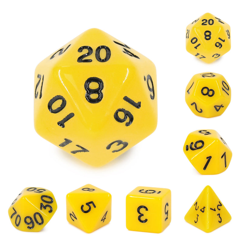 A&H Dice: Yellow Opaque - Poly 7 Die Set