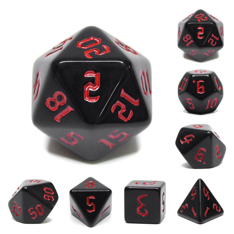 A&H Dice: Chon Drite with Red Font - Poly 7 Die Set