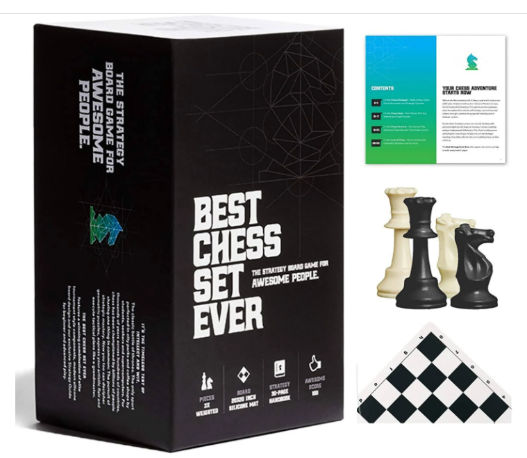Chess Geeks: The Best Chess Set Ever - Triple Weighted Pieces with Black Board