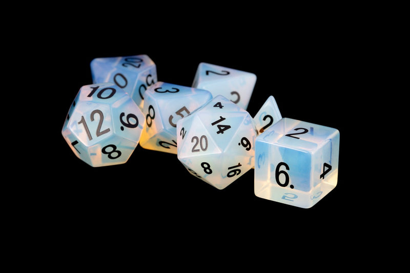 Metallic Dice Games: Polyhedral Dice Set - Opalite Stone (Hand Crafted)