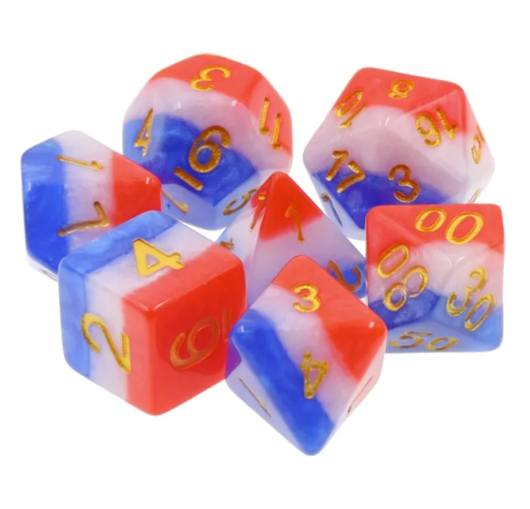 A&H Dice: 3 Layer Multicolor - Poly 7 Die Set