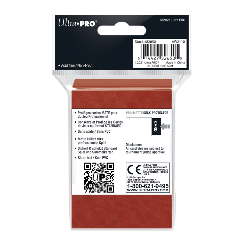 Ultra PRO: Standard 50ct Sleeves - PRO-Matte (Red)