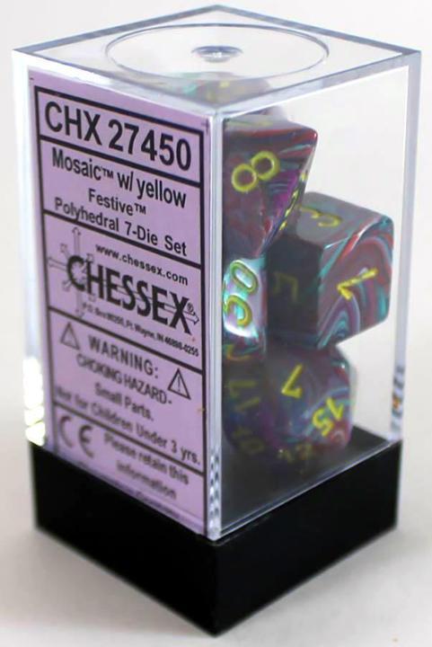 Chessex: Polyhedral 7-Die Set - Festive (Mosaic/Yellow)
