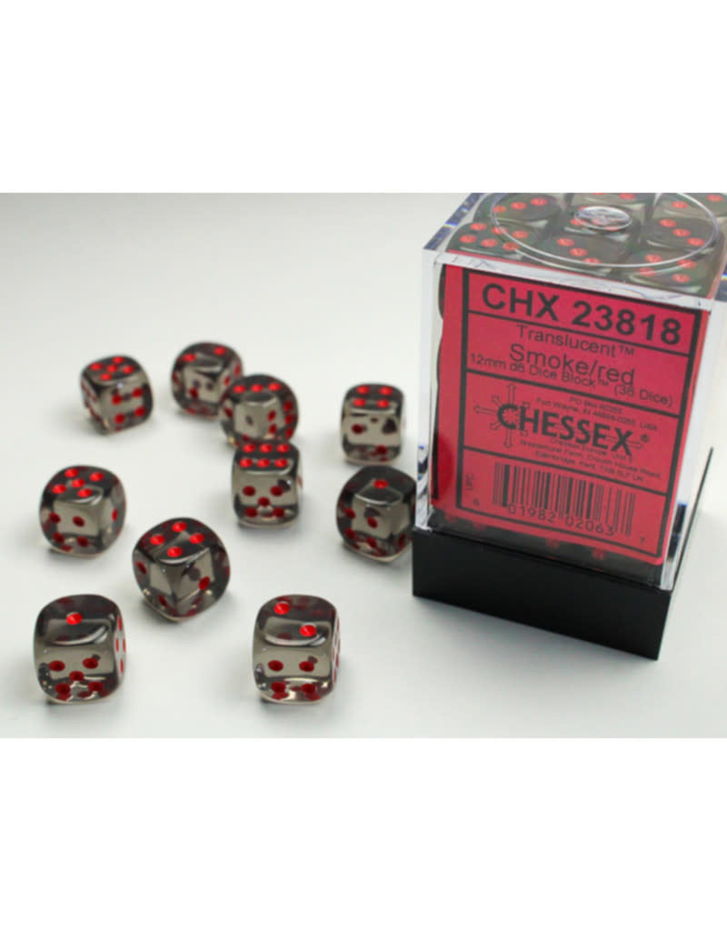 Chessex: 36ct Dice Block - Translucent (Smoke/Red)