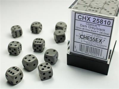 Chessex: 36ct Dice Block - Opaque (Grey/Black)