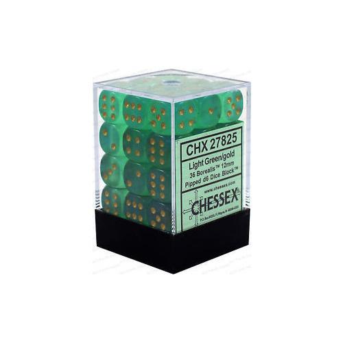 Chessex: 36ct Dice Block - Borealis (Light Green/Gold)
