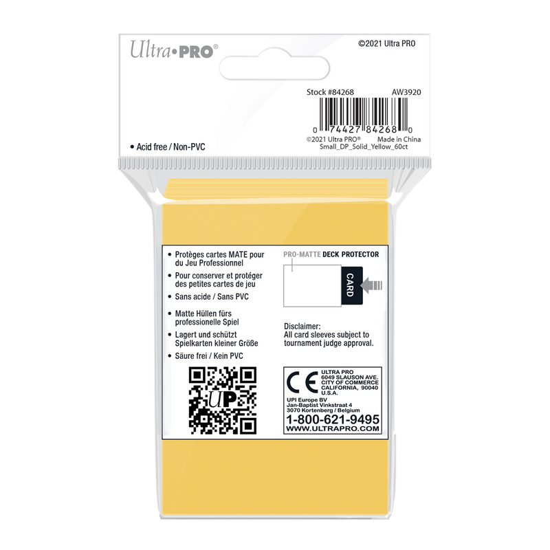 Ultra PRO: Small 60ct Sleeves - PRO-Matte (Yellow)