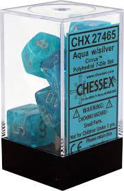 Chessex: Polyhedral 7-Die Set - Cirrus (Aqua/Silver)