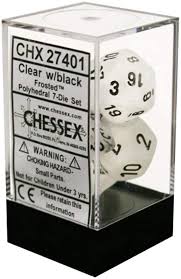 Chessex: Polyhedral 7-Die Set - Frosted (Clear/Black)