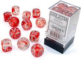 Chessex: 12ct Dice Block - Nebula Luminary (Red w/Silver)