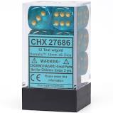Chessex: 12ct Dice Block - Borealis (Luminary Teal w/Gold)