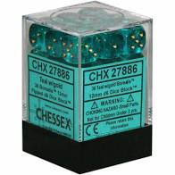 Chessex: 36ct Dice Block - Borealis (Teal/Gold)