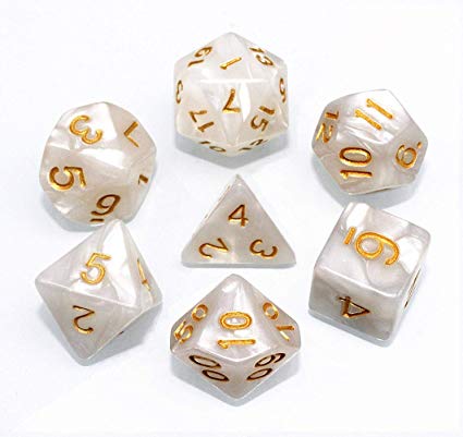 A&H Dice: Gold Inlaid Pearl - Poly 7 Die Set