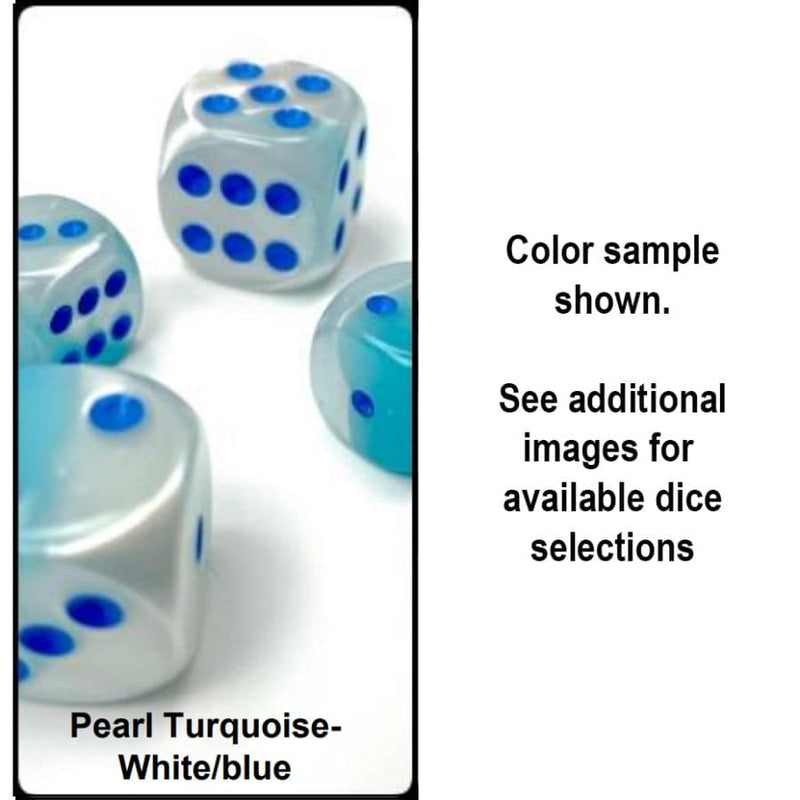 Chessex: 36ct Dice Block - Gemini (Pearl Turquoise-White/Blue)